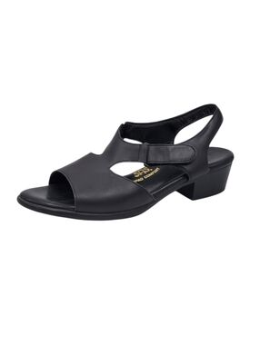 SAS Suntimer Sandals Women Size 9 N Black Soft Leather Open Toe Heel Strap